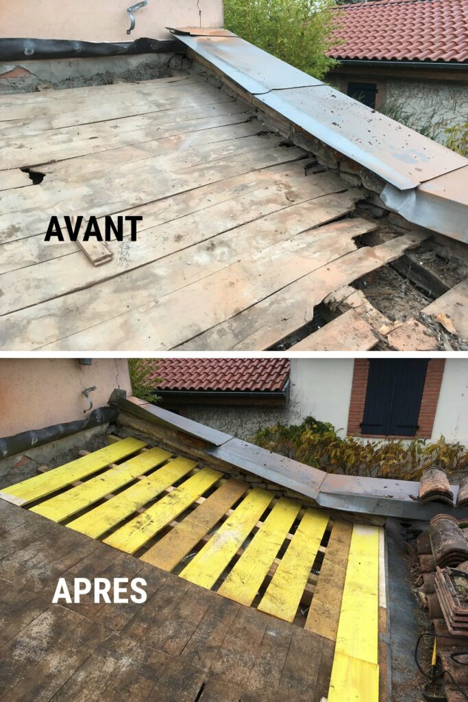 Réfection du support bois toiture tuiles